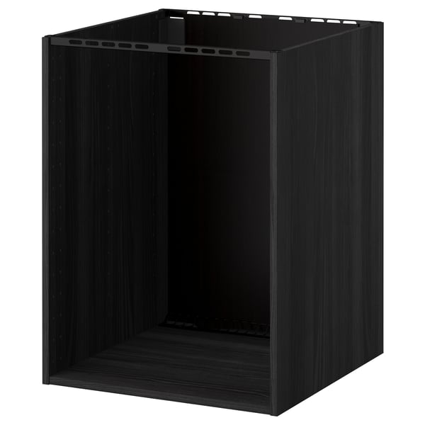 METOD - METOD Base cabinet for built-in oven/sink, wood effect black, 60x60x80 cm