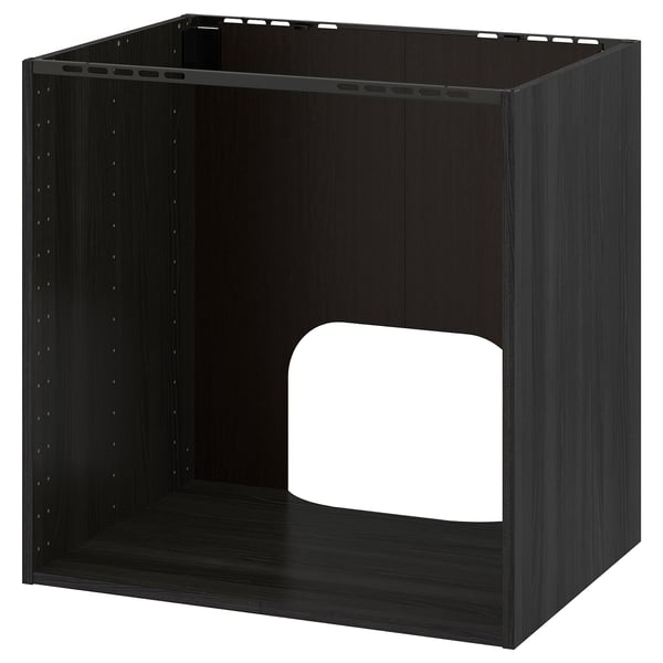 METOD base cabinet for built-in oven/sink, wood effect black, 80x60x80 cm