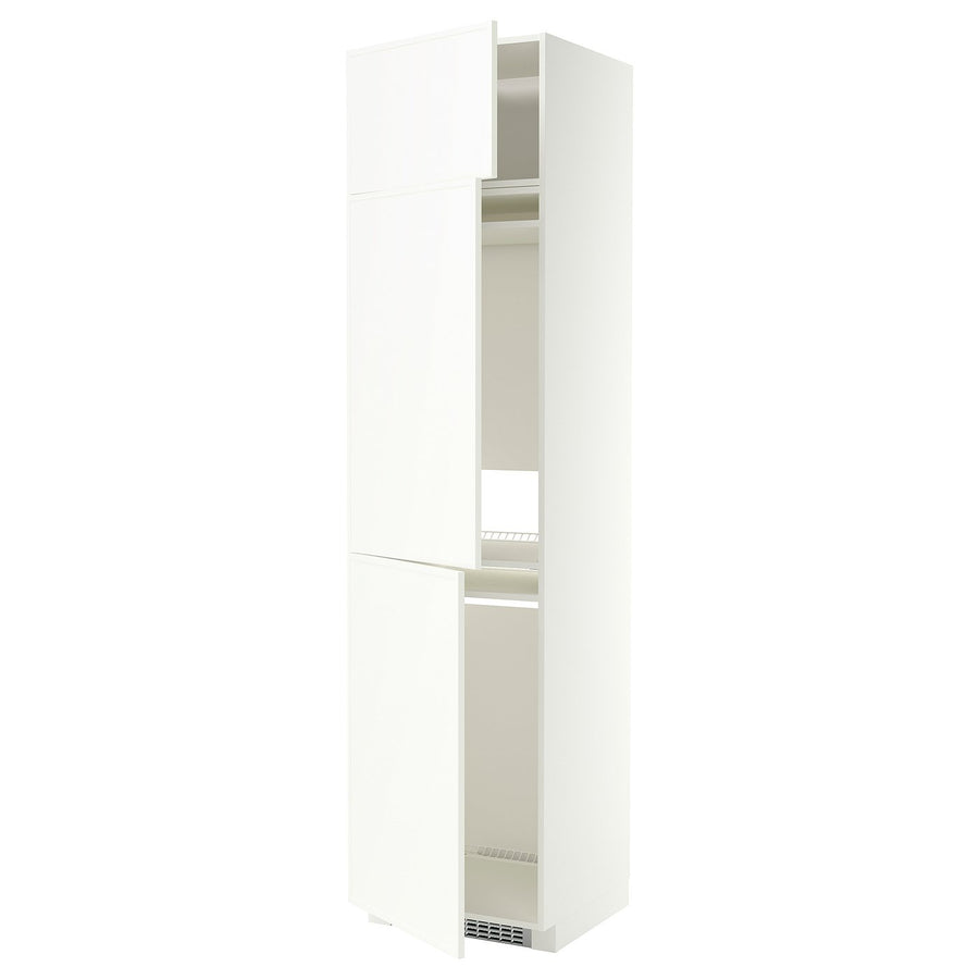 METOD high cab f fridge/freezer w 3 doors, white/Aspudden matt white, 60x60x240 cm