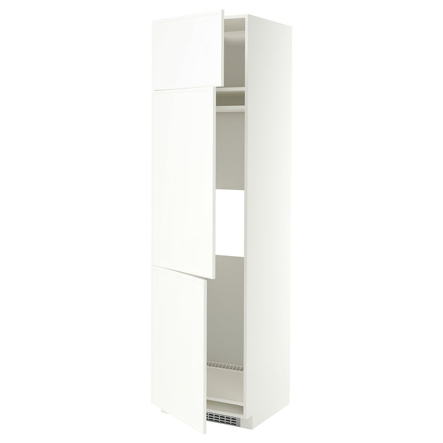 METOD high cab f fridge/freezer w 3 doors, white/Aspudden matt white, 60x60x220 cm