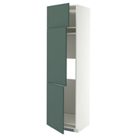 METOD high cab f fridge/freezer w 3 doors, white/Aspudden dark grey-green, 60x60x220 cm