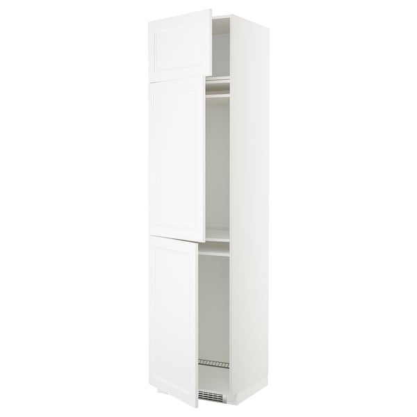 METOD high cab f fridge/freezer w 3 doors, white/Axstad matt white, 60x60x240 cm