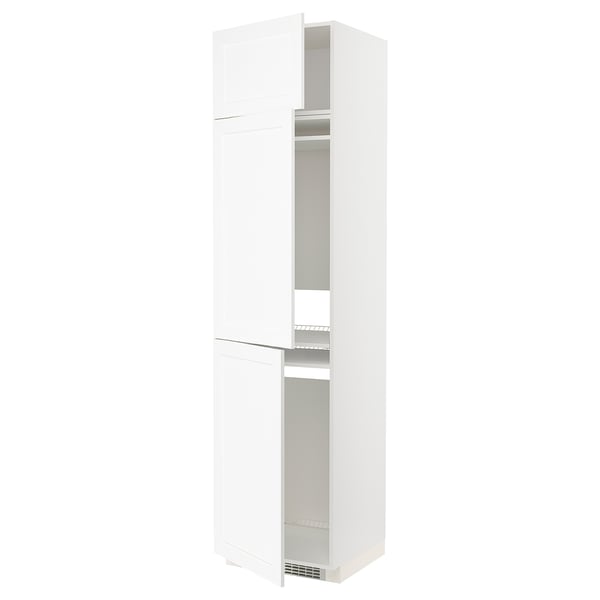 METOD high cab f fridge/freezer w 3 doors, white Enköping/white wood effect, 60x60x240 cm