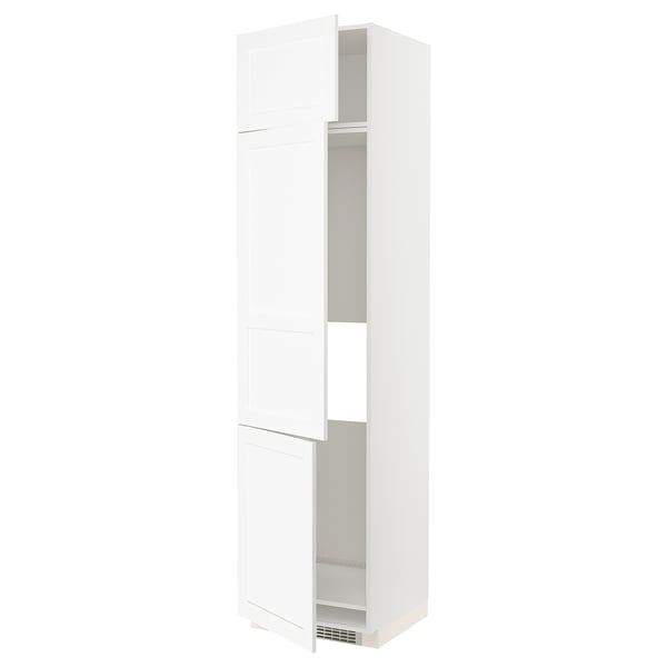 METOD high cab f fridge/freezer w 3 doors, white Enköping/white wood effect, 60x60x240 cm