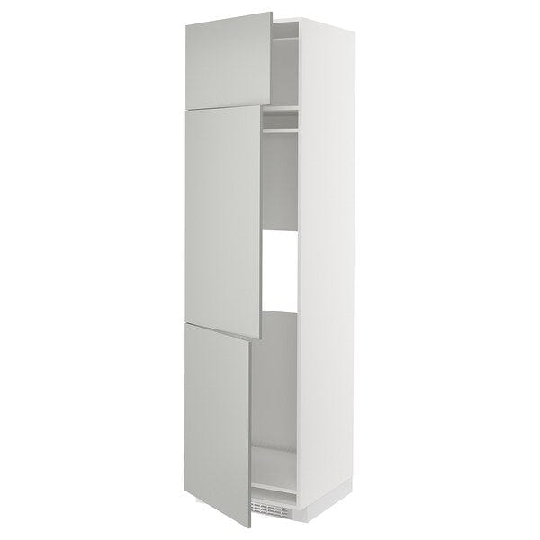 Ikea METOD - High cab f fridge/freezer w 3 doors, white/Havstorp light grey, 60x60x220 cm