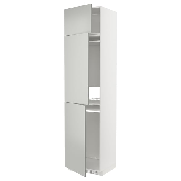 METOD high cab f fridge/freezer w 3 doors, white/Havstorp light grey, 60x60x240 cm