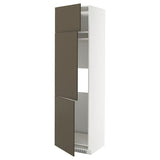 METOD high cab f fridge/freezer w 3 doors, white/Havstorp brown-beige, 60x60x220 cm