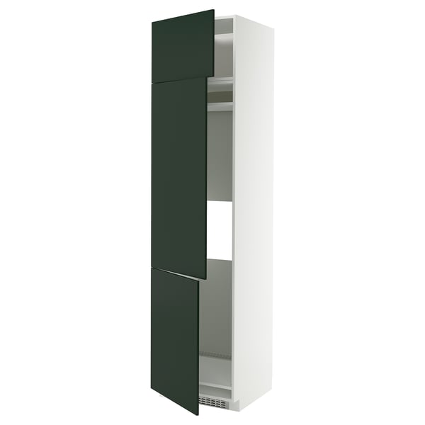 METOD high cab f fridge/freezer w 3 doors, white/Havstorp deep green, 60x60x240 cm