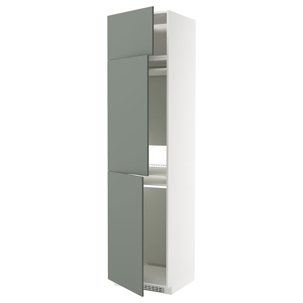 Ikea METOD - High cab f fridge/freezer w 3 doors, white/Nickebo matt grey-green, 60x60x240 cm