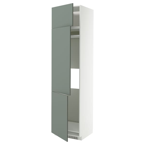 Ikea METOD - High cab f fridge/freezer w 3 doors, white/Nickebo matt grey-green, 60x60x240 cm