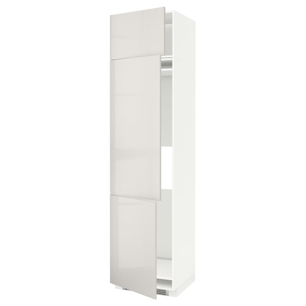 METOD high cab f fridge/freezer w 3 doors, white/Ringhult light grey, 60x60x240 cm