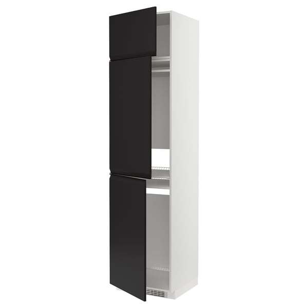 METOD high cab f fridge/freezer w 3 doors, white/Upplöv matt anthracite, 60x60x240 cm