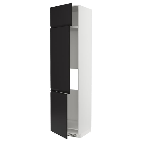 METOD high cab f fridge/freezer w 3 doors, white/Upplöv matt anthracite, 60x60x240 cm