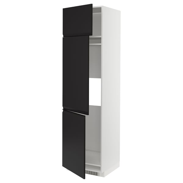 METOD high cab f fridge/freezer w 3 doors, white/Upplöv matt anthracite, 60x60x220 cm