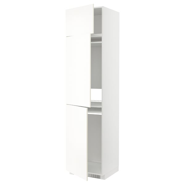 METOD high cab f fridge/freezer w 3 doors, white/Vallstena white, 60x60x240 cm