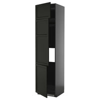 METOD high cab f fridge/freezer w 3 doors, black-grey/Lerhyttan black stained, 60x60x240 cm