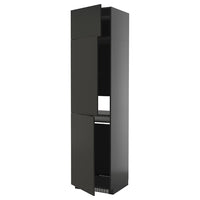 METOD high cab f fridge/freezer w 3 doors, black-grey/Nickebo matt anthracite, 60x60x240 cm