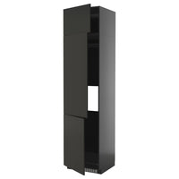 METOD high cab f fridge/freezer w 3 doors, black-grey/Nickebo matt anthracite, 60x60x240 cm