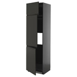 METOD high cab f fridge/freezer w 3 doors, black-grey/Upplöv matt anthracite, 60x60x220 cm