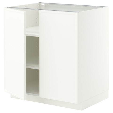METOD base cabinet with shelves/2 doors, white/Aspudden matt white, 80x60 cm
