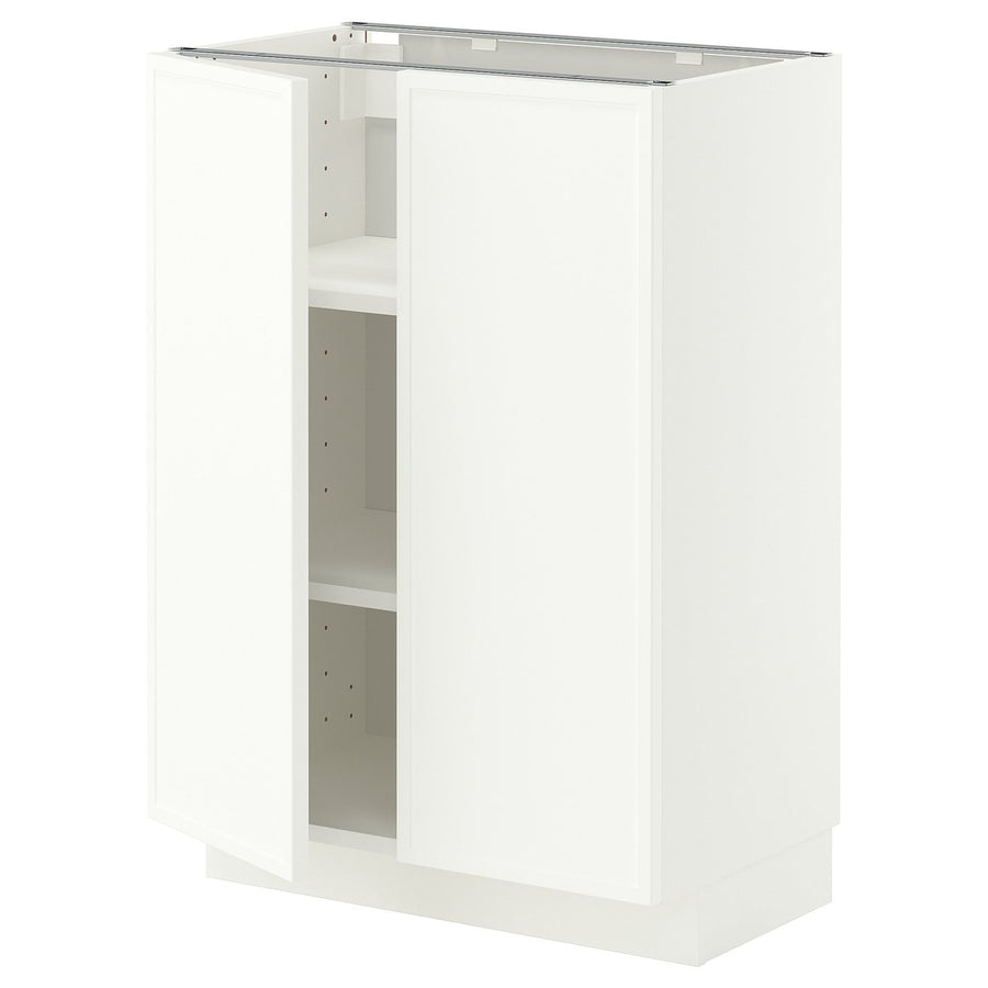 METOD base cabinet with shelves/2 doors, white/Aspudden matt white, 60x37 cm