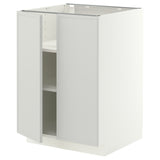METOD base cabinet with shelves/2 doors, white/Aspudden light grey, 60x60 cm