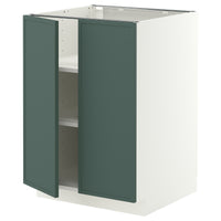 METOD base cabinet with shelves/2 doors, white/Aspudden dark grey-green, 60x60 cm
