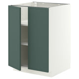 METOD base cabinet with shelves/2 doors, white/Aspudden dark grey-green, 60x60 cm