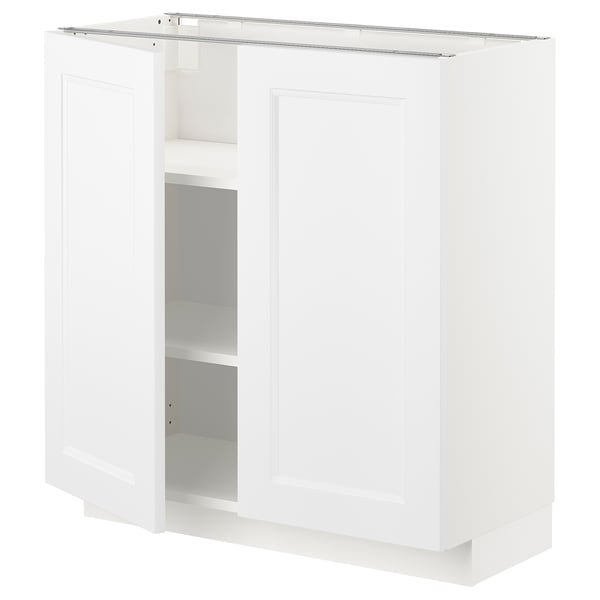 METOD base cabinet with shelves/2 doors, white/Axstad matt white, 80x37 cm