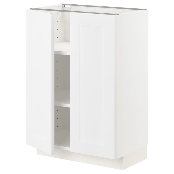 METOD base cabinet with shelves/2 doors, white/Axstad matt white, 60x37 cm