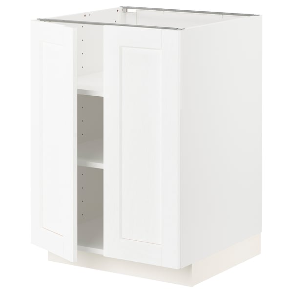 METOD base cabinet with shelves/2 doors, white Enköping/white wood effect, 60x60 cm