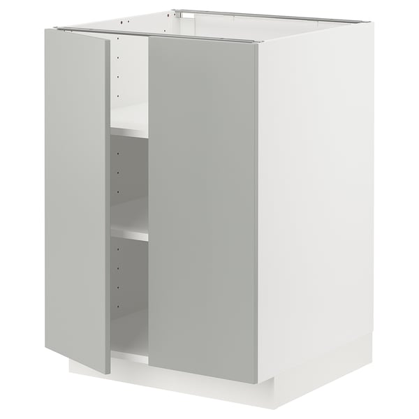 METOD base cabinet with shelves/2 doors, white/Havstorp light grey, 60x60 cm