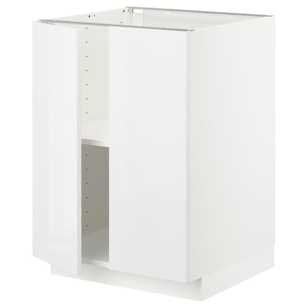 METOD base cabinet with shelves/2 doors, white/Ringhult white, 60x60 cm