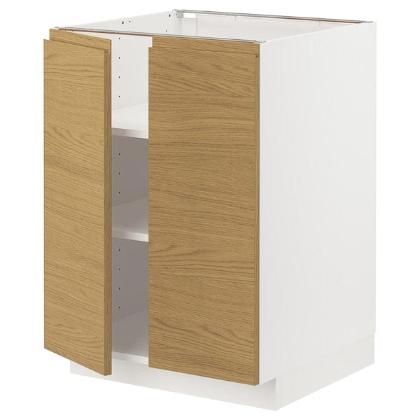 Ikea METOD - Base cabinet with shelves/2 doors, white/Voxtorp oak effect, 60x60 cm