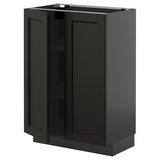 METOD base cabinet with shelves/2 doors, black-grey/Lerhyttan black stained, 60x37 cm