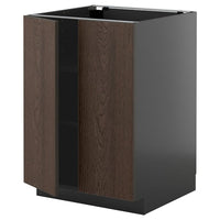 METOD base cabinet with shelves/2 doors, black-grey/Sinarp brown, 60x60 cm