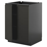 METOD base cabinet with shelves/2 doors, black-grey/Upplöv matt anthracite, 60x60 cm