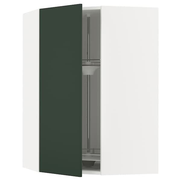 Ikea METOD - Corner wall cabinet with carousel, white/Havstorp deep green, 68x100 cm