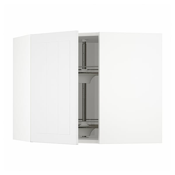 METOD corner wall cabinet with carousel, white/Stensund white, 68x60 cm