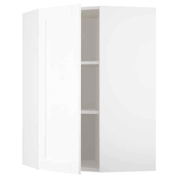 METOD corner wall cabinet with shelves, white Enköping/white wood effect, 68x100 cm
