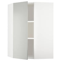 METOD corner wall cabinet with shelves, white/Havstorp light grey, 68x100 cm