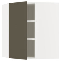 METOD corner wall cabinet with shelves, white/Havstorp brown-beige, 68x80 cm