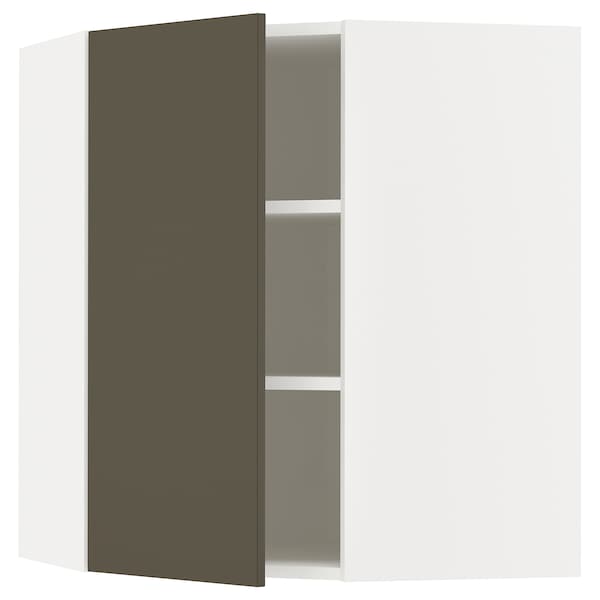 Ikea METOD - Corner wall cabinet with shelves, white/Havstorp brown-beige, 68x80 cm