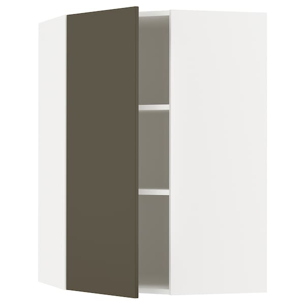 Ikea METOD - Corner wall cabinet with shelves, white/Havstorp brown-beige, 68x100 cm
