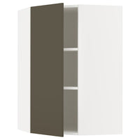 METOD corner wall cabinet with shelves, white/Havstorp brown-beige, 68x100 cm