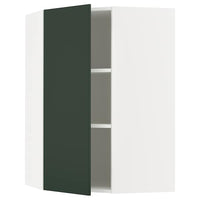 METOD corner wall cabinet with shelves, white/Havstorp deep green, 68x100 cm