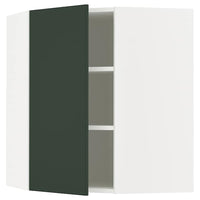 METOD corner wall cabinet with shelves, white/Havstorp deep green, 68x80 cm
