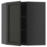 METOD corner wall cabinet with shelves, black-grey/Lerhyttan black stained, 68x80 cm