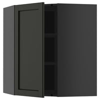 METOD corner wall cabinet with shelves, black-grey/Lerhyttan black stained, 68x80 cm