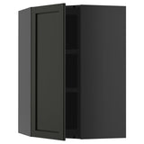 METOD corner wall cabinet with shelves, black-grey/Lerhyttan black stained, 68x100 cm